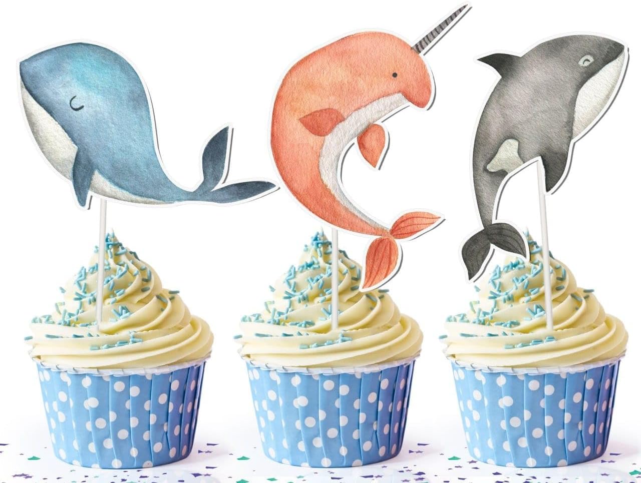 10 adornos para cupcakes de ballenas inspiradas en el océano, mejora tus creaciones horneadas!