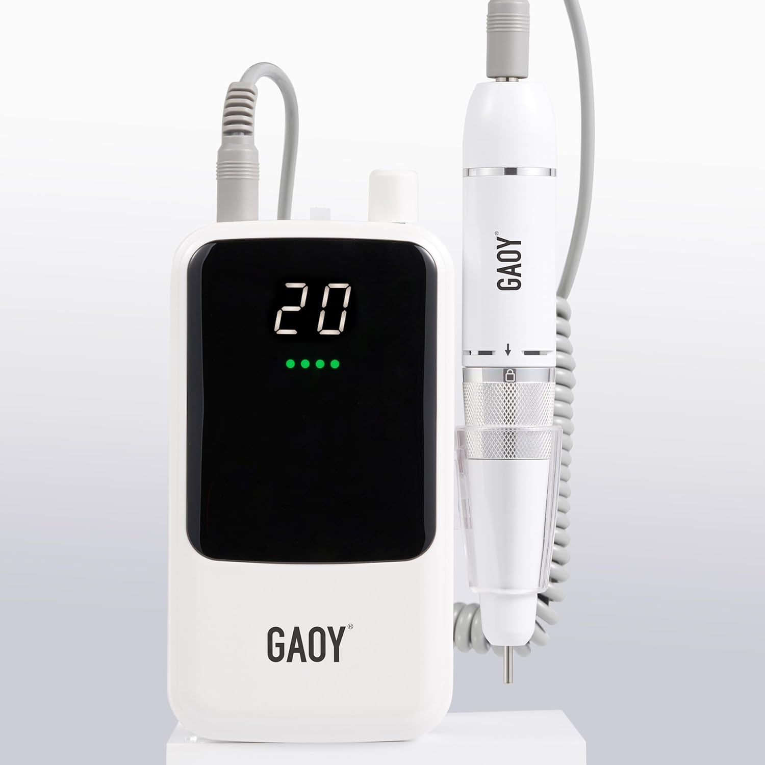 GAOY Taladro de uñas inalámbrico recargable, lima de uñas eléctrica con broca de uñas para uñas acrílicas y de gel, color blanco