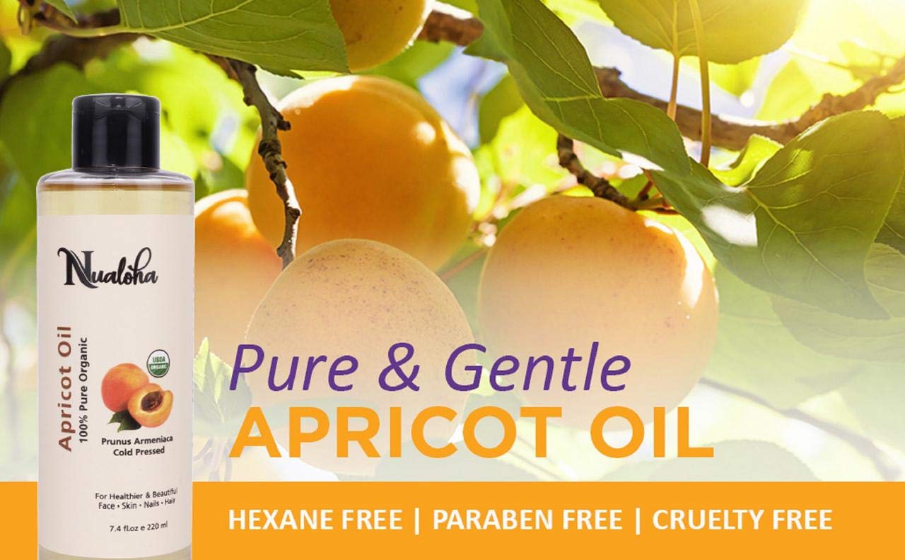Aceite orgánico de albaricoque de 7.4 fl oz, aceite portador de albaricoque orgánico puro prensado en frío del USDA para piel, cabello, cara,
