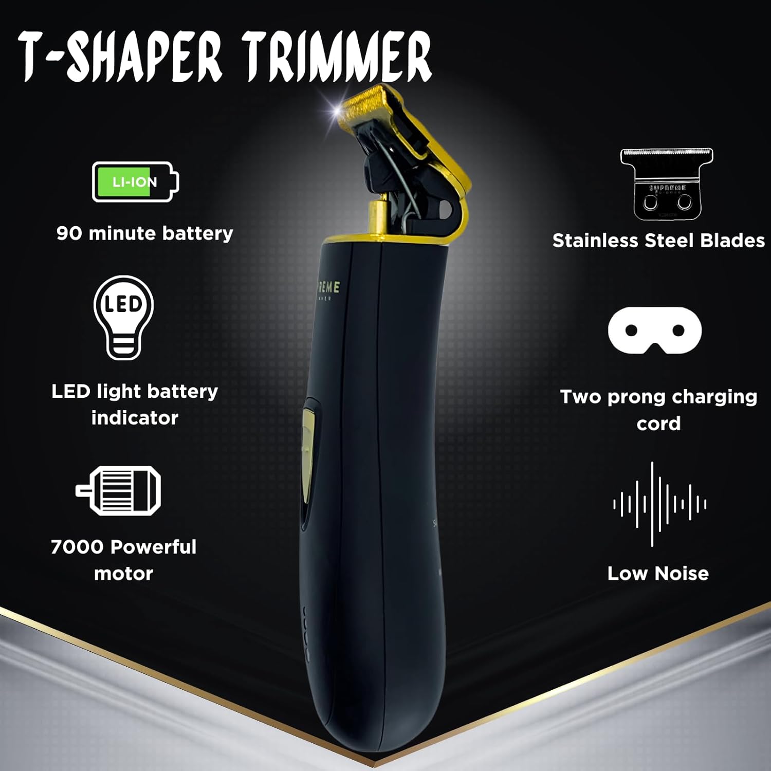 Supreme Trimmer ST5220 – Cortadora de barba de precisión para hombres, corte profesional de peluquero inalámbrico – T-Shaper Li negro (hoja