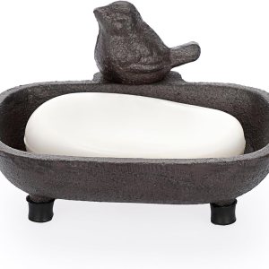 Sumnacon Jabonera de hierro fundido, jabonera drenable, bandeja decorativa de esponja de jabón marrón, barra de hierro rústica, jabonera para baño, Sumnacon Jabonera de hierro fundido, jabonera drenable, bandeja decorativa de esponja de jabón marrón, barra de hierro rústica, jabonera para baño,