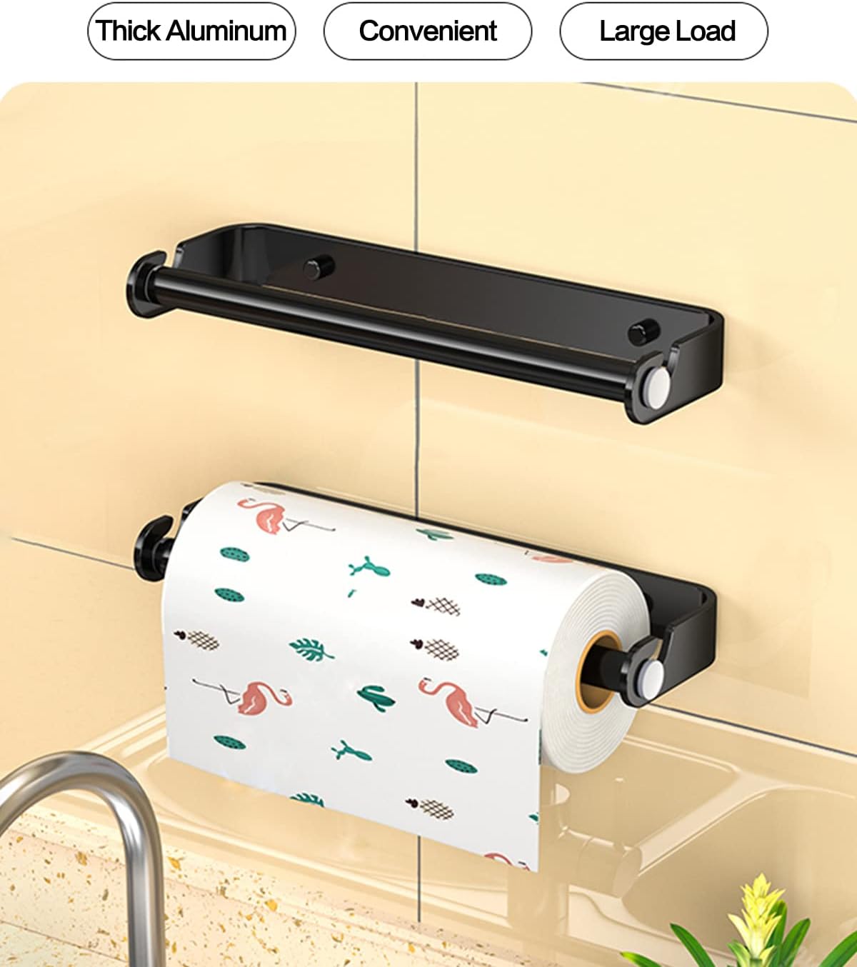YOTWENK Paquete de 2 soportes para toallas de papel debajo del gabinete para cocina, soporte de pared para toallas de papel, soporte de rollo de