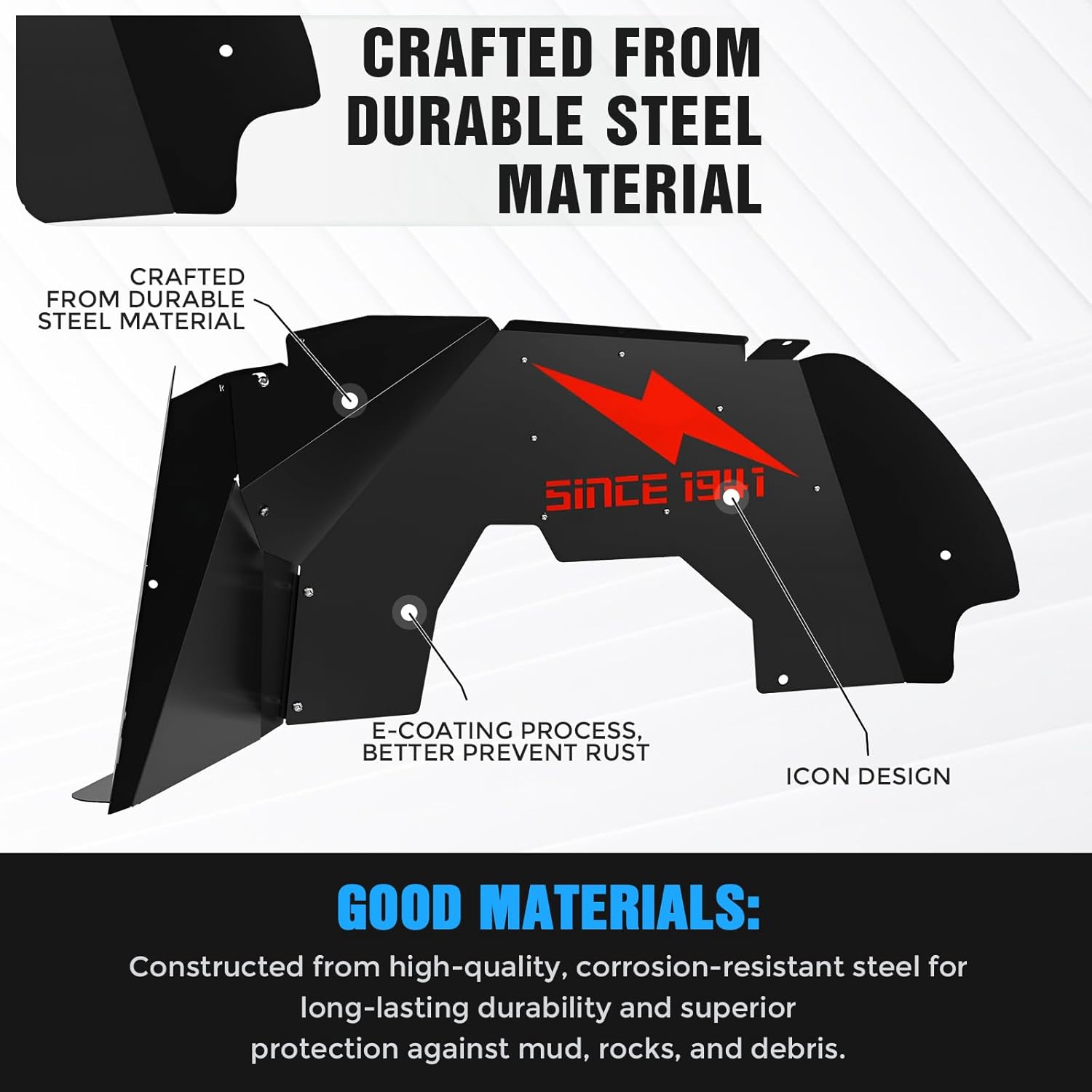 Protector de guardabarros interior delantero compatible con Jeep Wrangler JL JLU y Gladiator JT 24 puertas 2018 2019 2020 2021 2022 2023 2024 Jeep