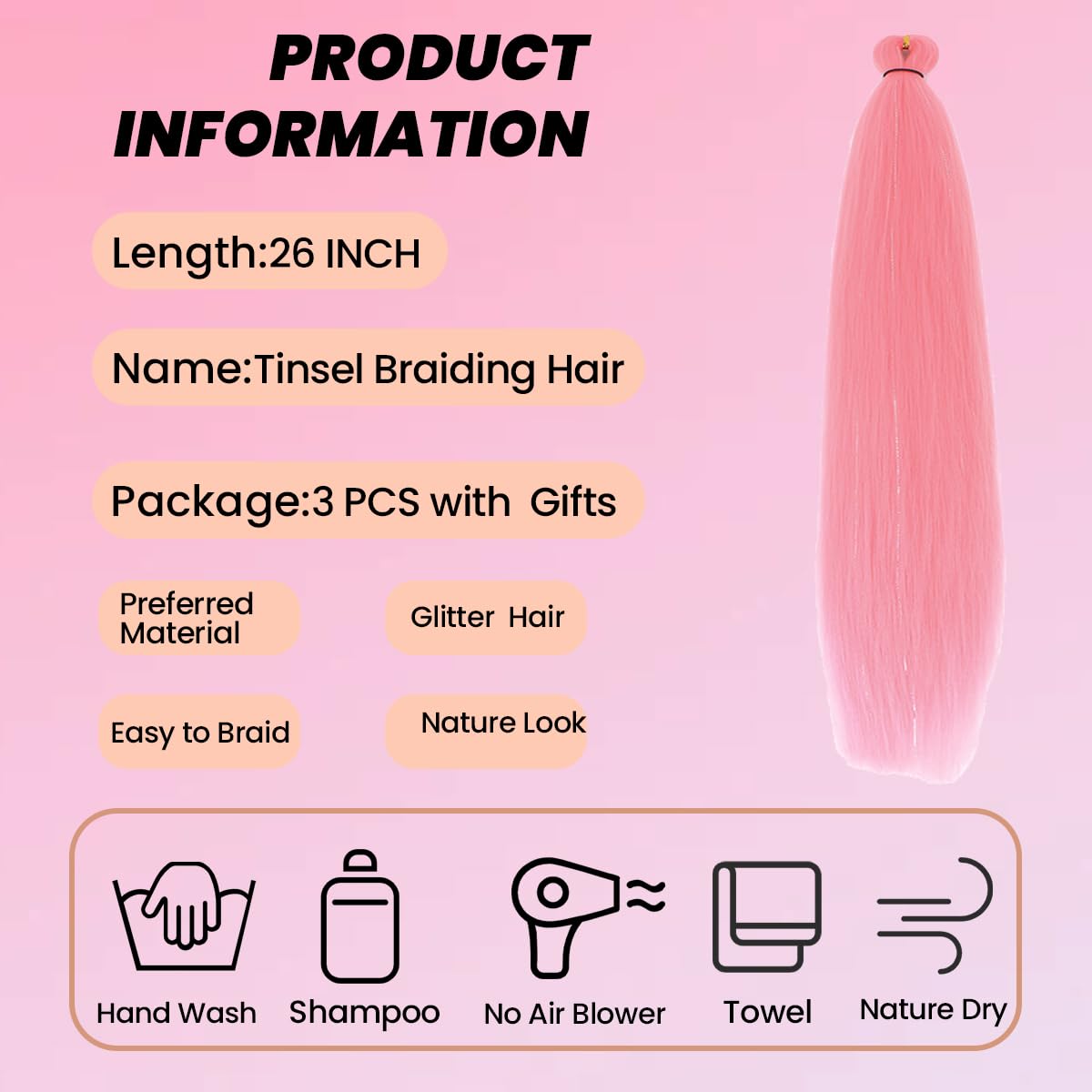 Cabello trenzado preestirado fácil de 28 pulgadas, paquete de 3 paquetes de cabello sintético jumbo trenzado, extensión de cabello trenzado