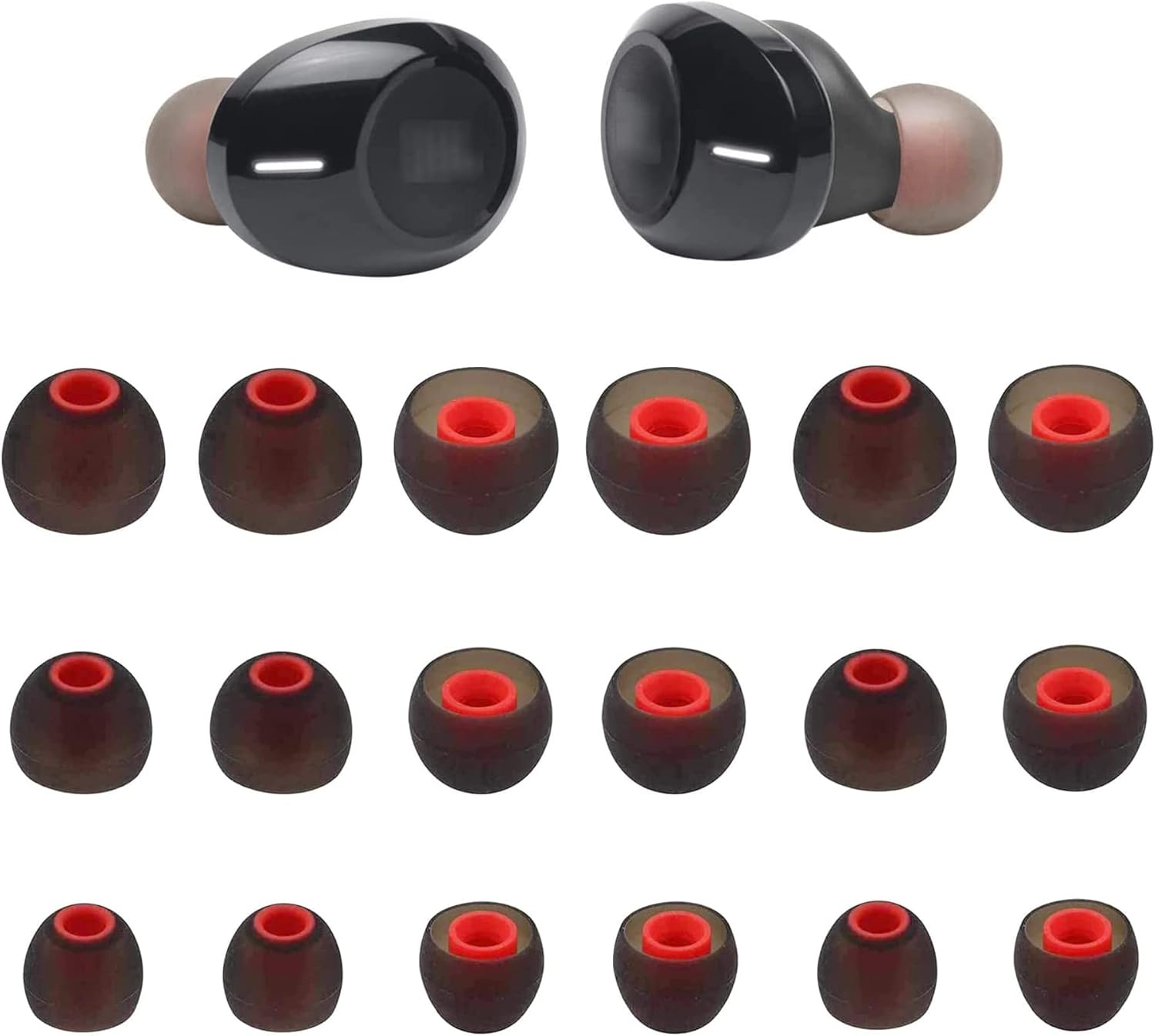 Rqker Puntas para los oídos compatibles con JBL 125TWS Live 300, 9 pares de almohadillas de silicona suave tamaños SML, almohadillas de repuesto