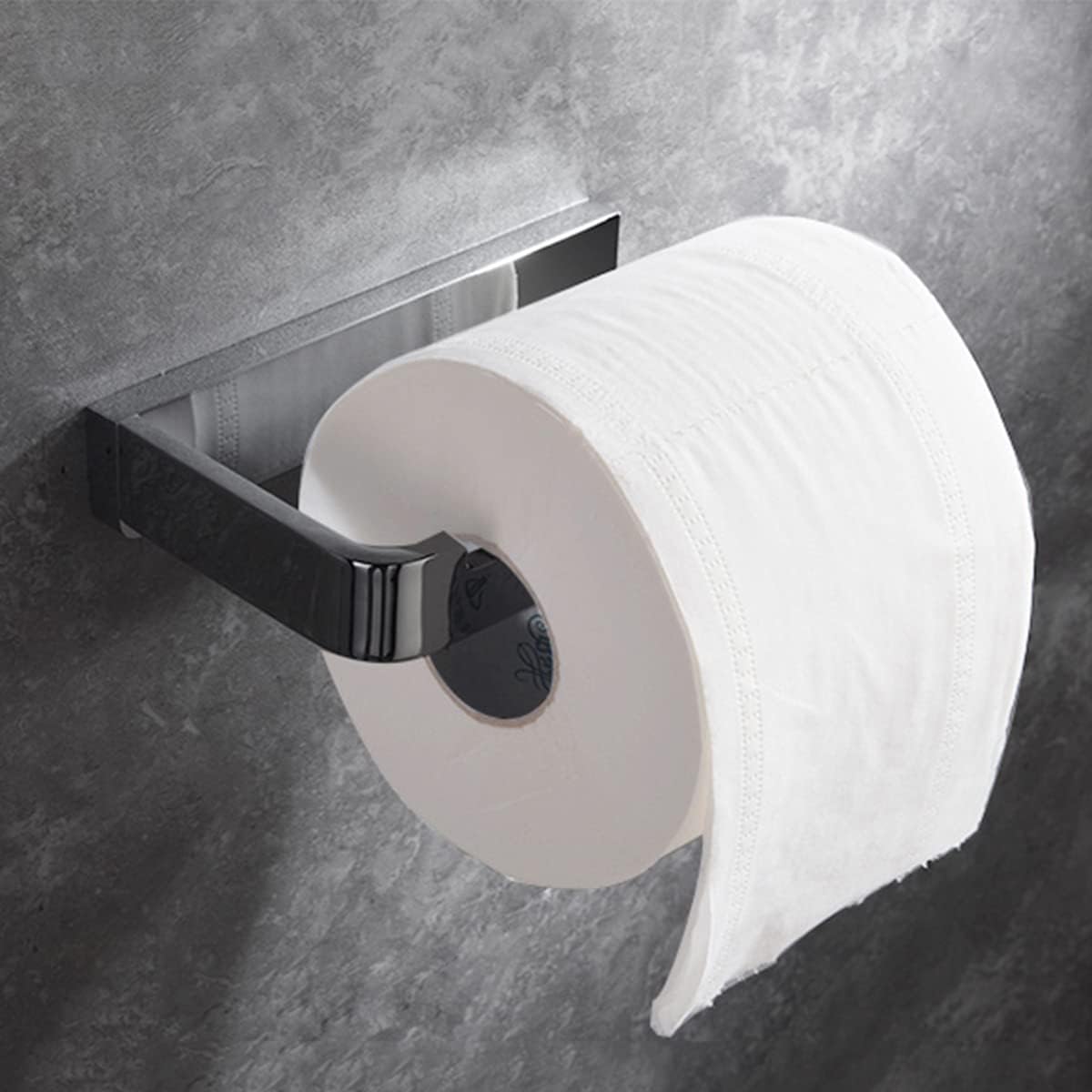 Flybath Soporte de papel higiénico latón macizo acabado cromado plateado baño rollo papel higiénico soporte montado en la pared