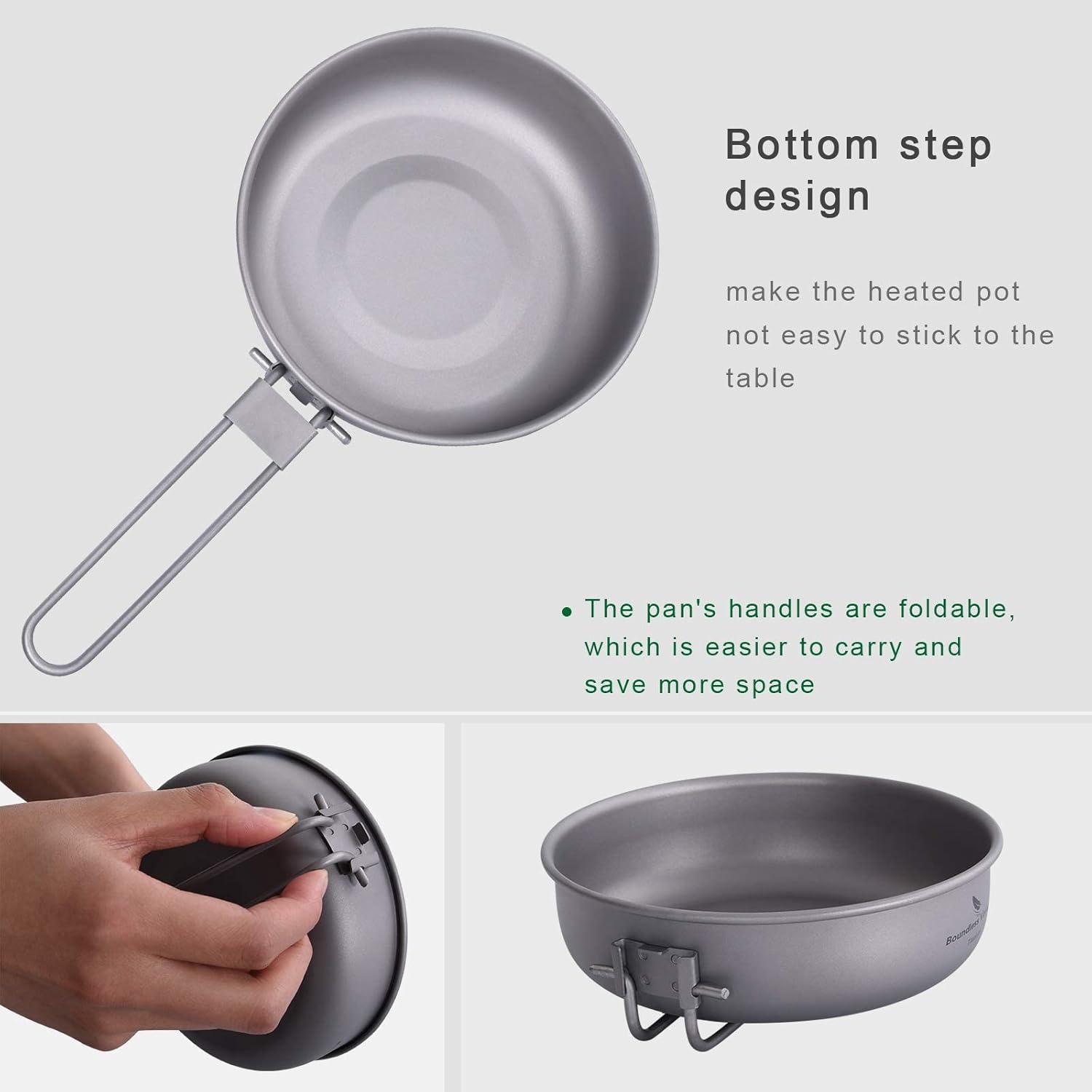 Boundless Voyage Sartén de titanio con mango plegable ultraligero para acampar picnic sartén plancha vajilla utensilios de cocina A-Ti2061C