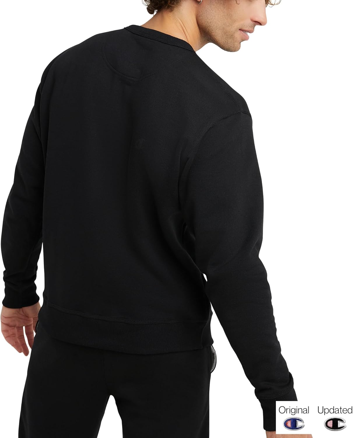 Champion Sudadera de forro polar Powerblend para hombre, sudadera de cuello redondo (regular o grande y alto)
