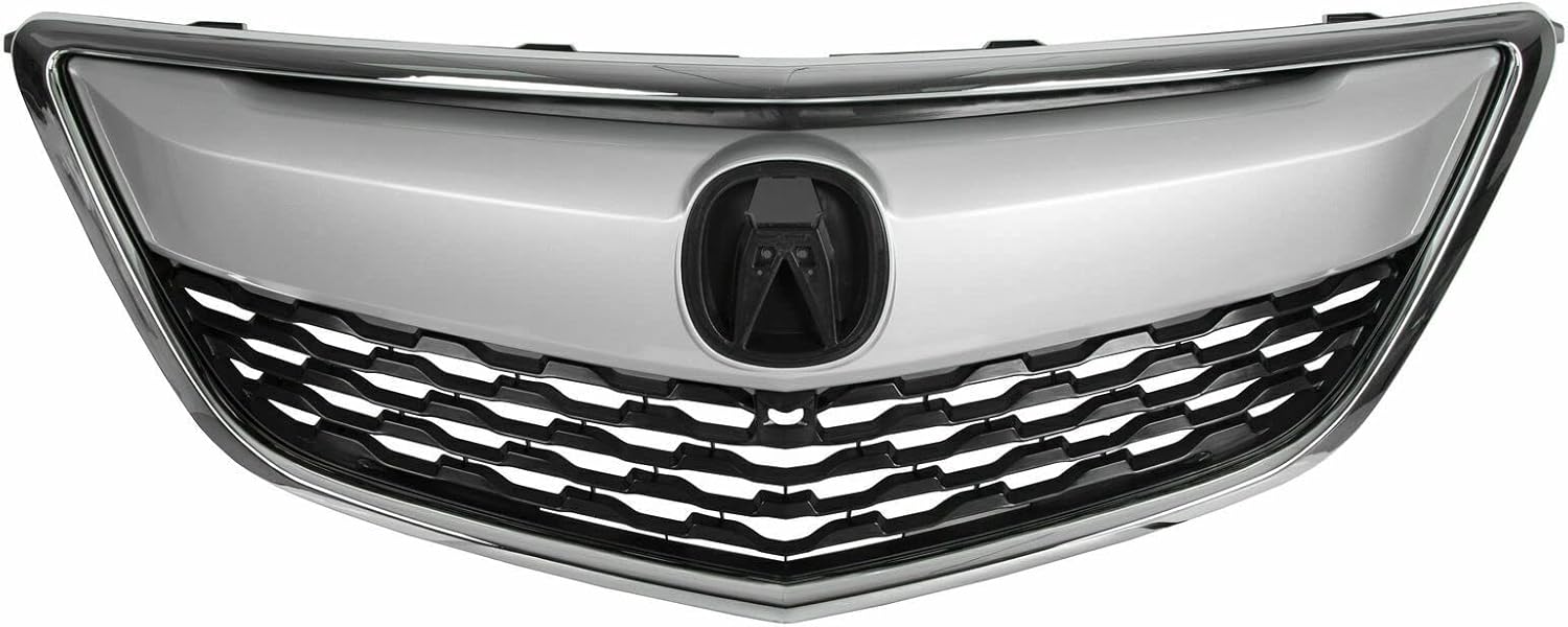 YLT AUTO Kit de repuesto de protector de rejilla de parachoques delantero, entrada de aire negra con moldura cromada para Acura MDX 2014-2016