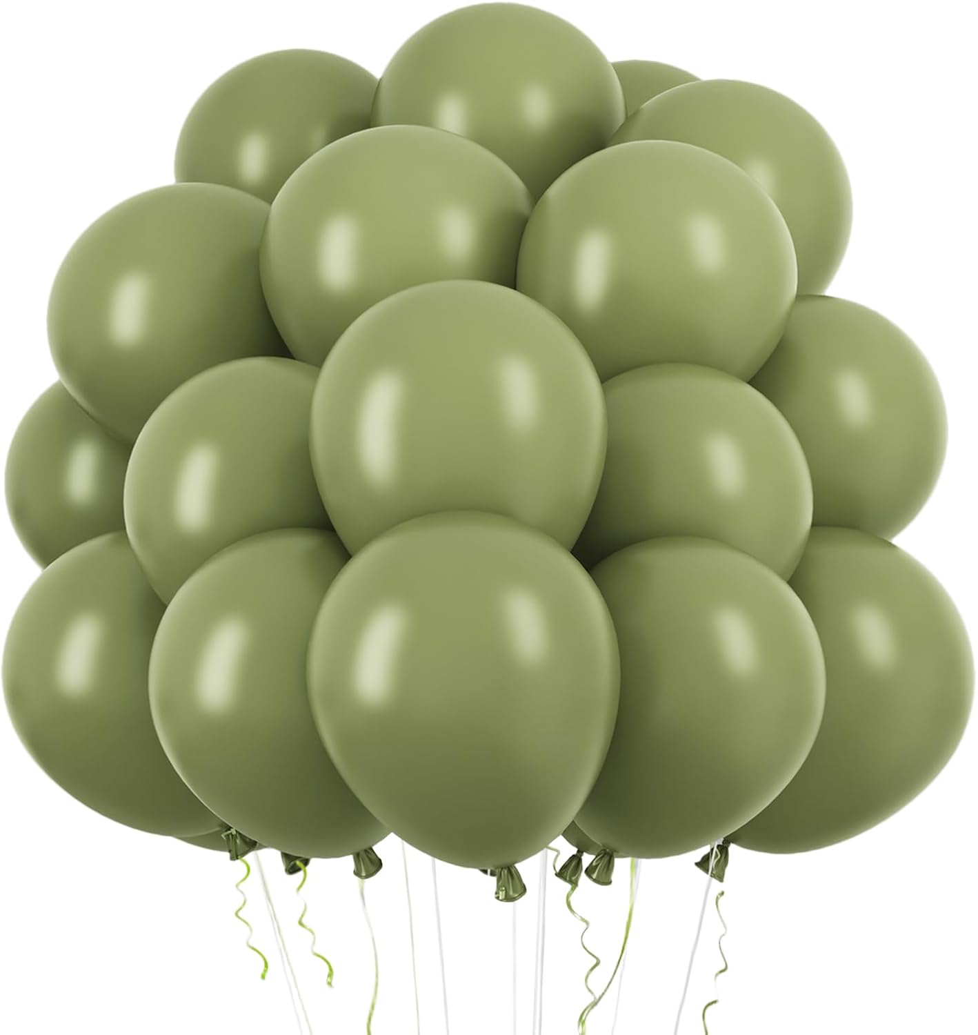 RUBFAC Globos de color verde salvia, 50 globos de fiesta y cinta de 12 pulgadas, globos de látex gruesos para cumpleaños, bodas, baby shower,