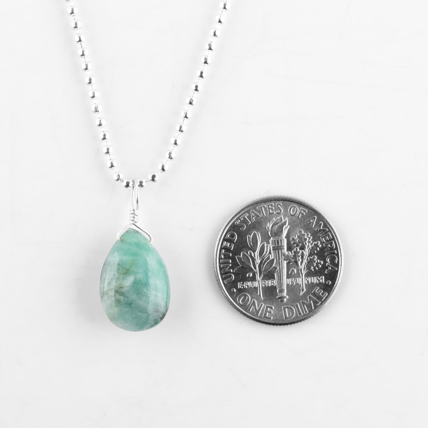 ZEMBIENCE Natural Emerald Gemstones Pendant Necklace, Tear-Drop Stones, Silver Plated Jewelry, Birthday, Chakra Crystals, Wedding, Handmade,