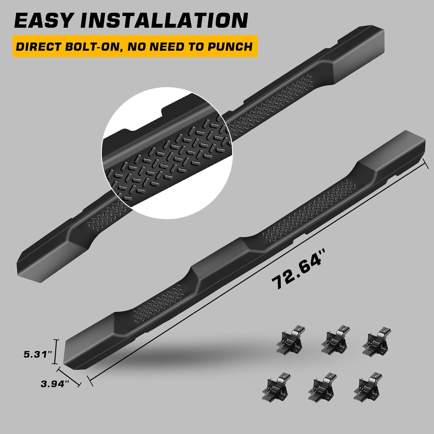 KKoneAuto Estribos compatibles con Wrangler JK Utility 2007-2018 de 4 puertas, 2 piezas deslizantes de roca, estilo OE, escalones laterales negros