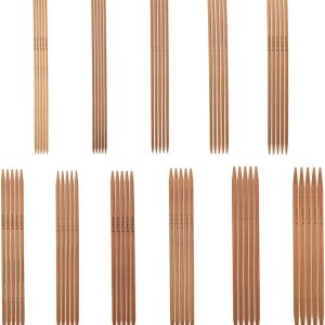 Kit de 55 agujas de tejer, 11 tamaños de agujas de tejer de doble punta de 0.079 a 0.197 pulgadas, agujas de tejer de bambú, agujas de tejer para Kit de 55 agujas de tejer, 11 tamaños de agujas de tejer de doble punta de 0.079 a 0.197 pulgadas, agujas de tejer de bambú, agujas de tejer para