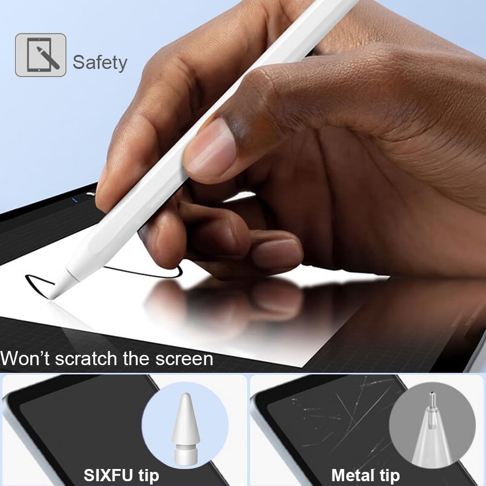 SIXFU Puntas de repuesto para Apple Pencil de 1 generación y 2, punta de lápiz Apple con protector de sensación de papel silencioso, accesorios para