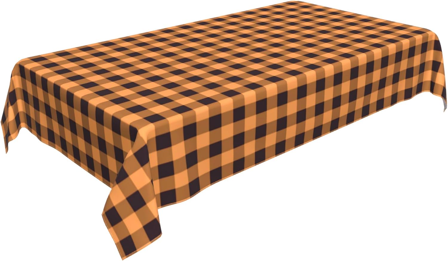 Mantel rectangular de Navidad a cuadros  60 x 84 pulgadas, oblongo naranja y negro a cuadros para Acción de Gracias, otoño e invierno, repelente al