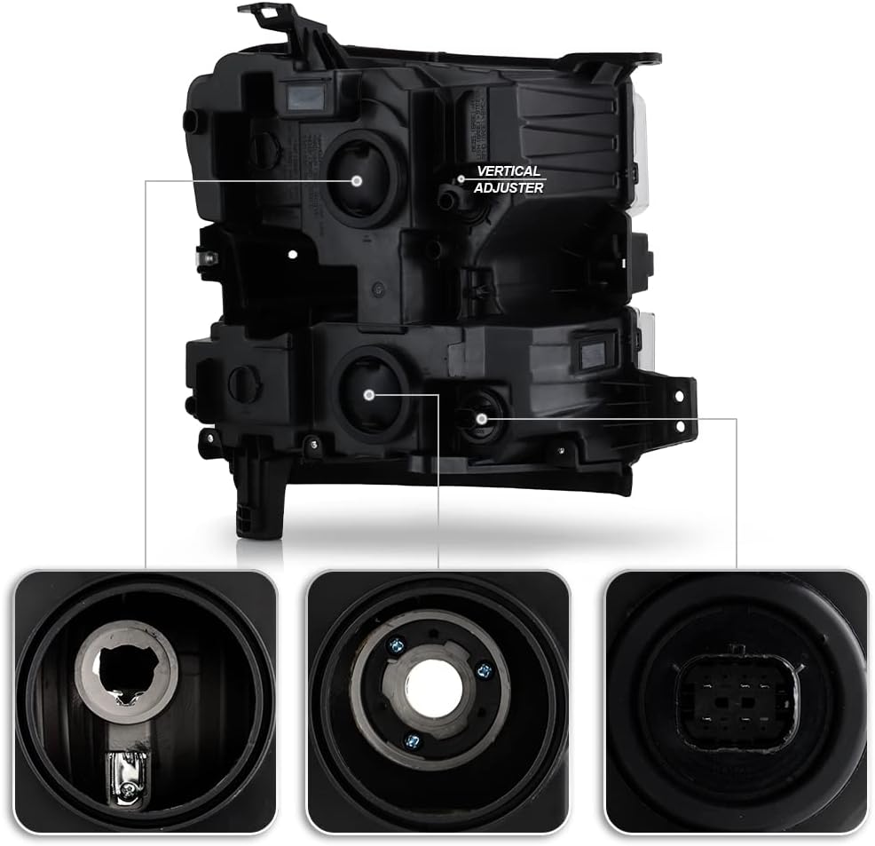 ACANII – Para halógeno sin LED 2019-2021 Chevy Silverado 1500 negro LED SwitchBack Tube Faros delanteros izquierdo y derecho
