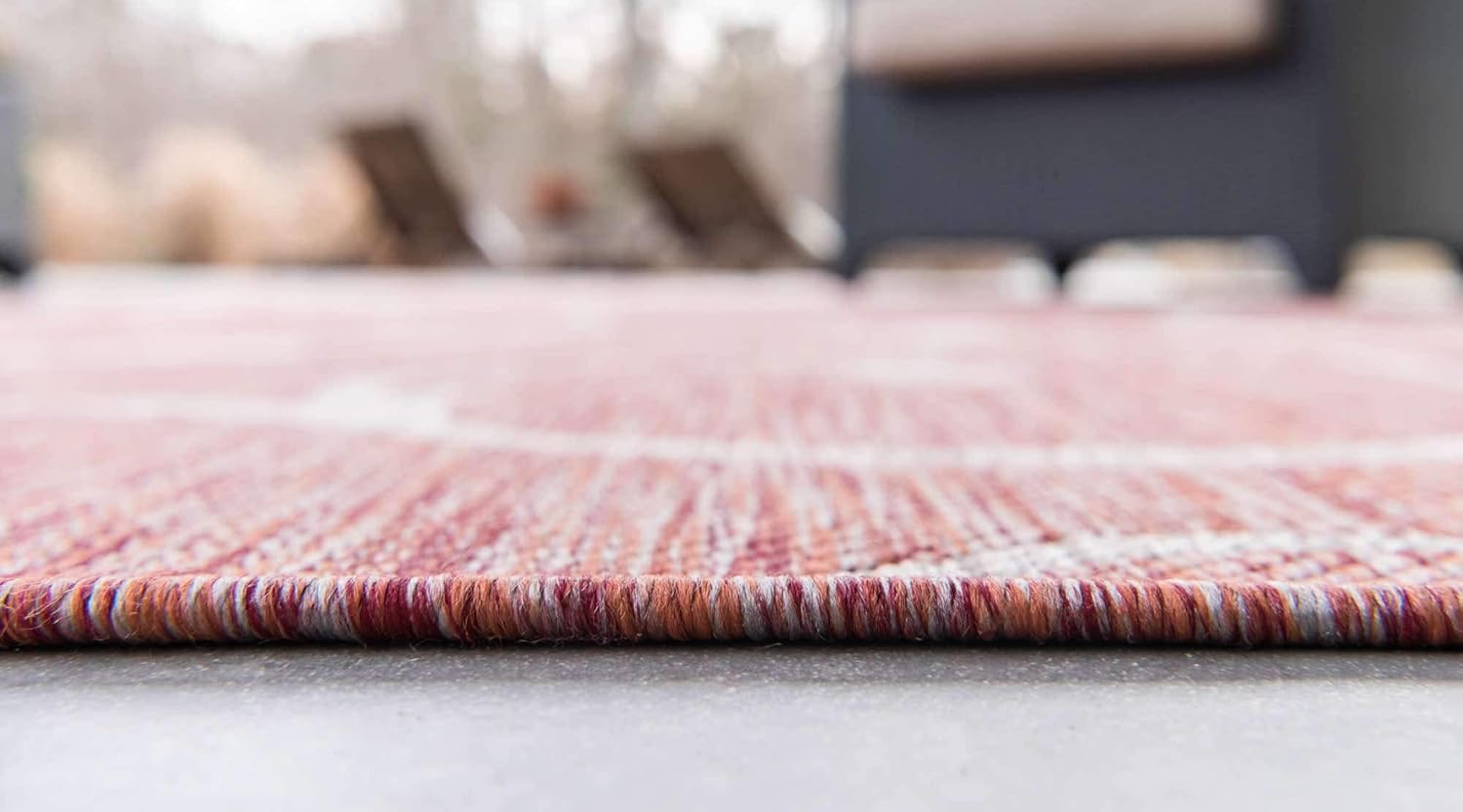 Unique Loom Outdoor Botanical Collection – Alfombra rizada, 6 pies 1 pulgada x 9 pies, rectangular, rojo óxidomarfil