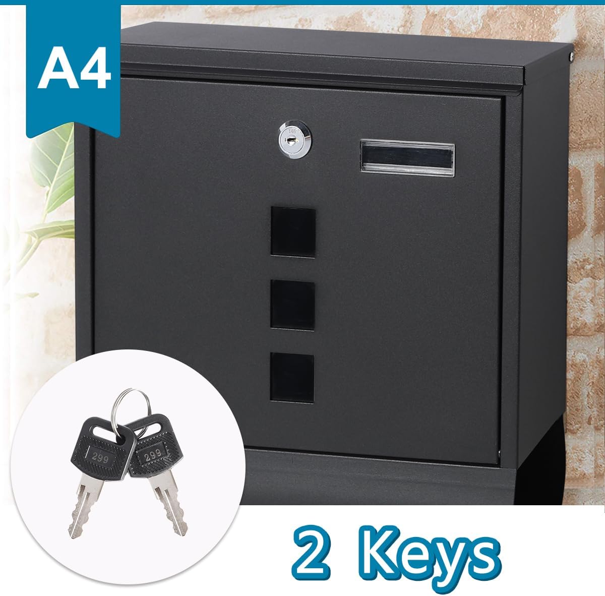Lovndi – Buzones montados en la pared con cerradura de llave, caja de bloqueo de correo de gran capacidad para exteriores, caja de seguridad (2210