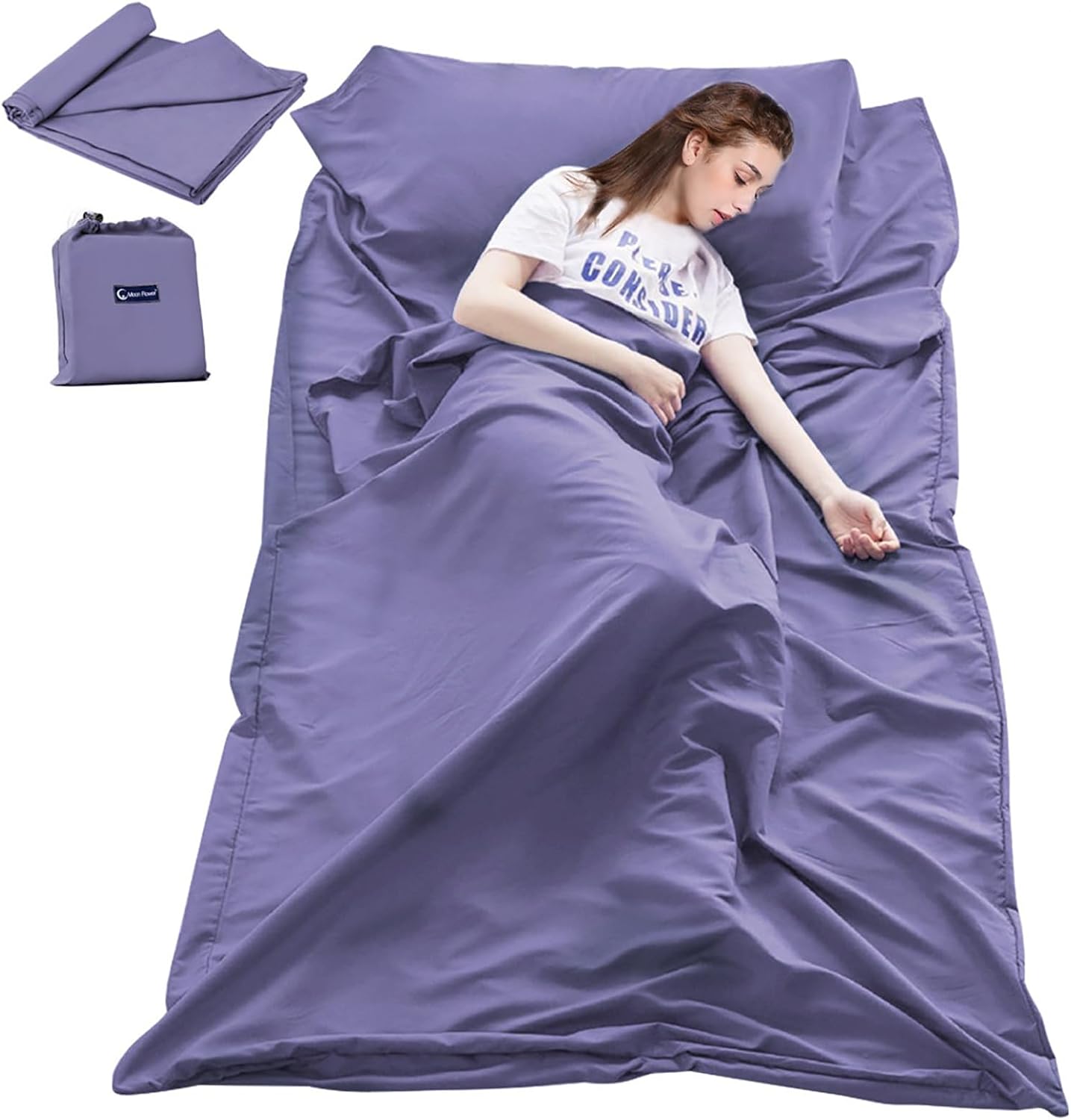 Bolsa de dormir para viajes, sábana de campamento, ligera, bolsa de dormir compacta, ligera, transpirable, cálida, espaciosa, para campamento,