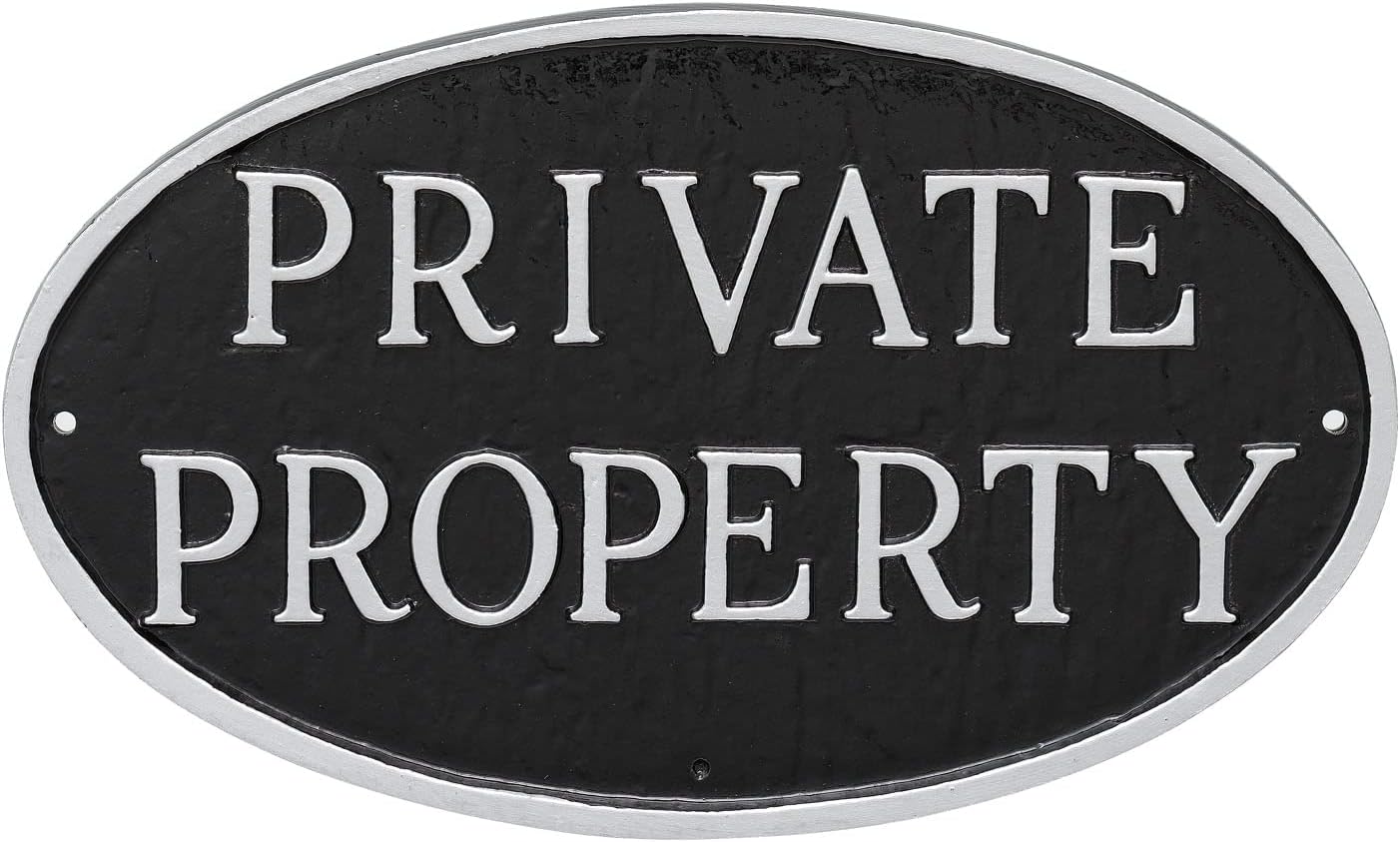 Placa ovalada de metal fundido para propiedad privada – Placa de exhibición de pared o césped – Letrero de privacidad para el hogar o negocio –