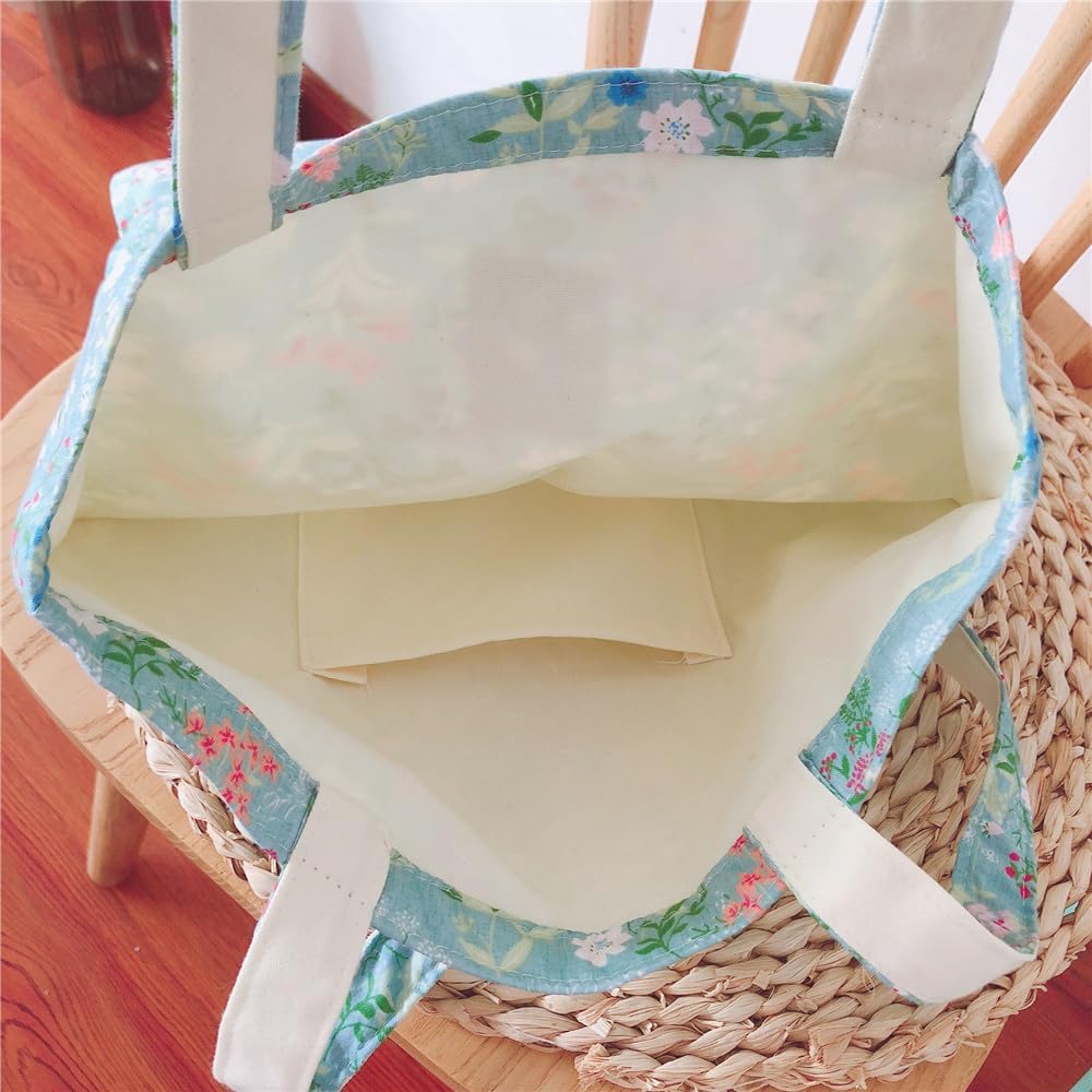 Bolsa de lona de algodón, reutilizable, suave, bolsa de hombro floral para viajes de playa, compras