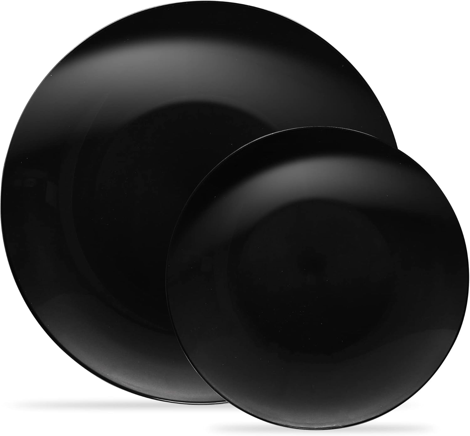 PLASTICPRO El juego de 32 platos combinados incluye platos de 16-7 pulgadas y platos de 16 a 10 pulgadas, platos de plástico negro de alta calidad,