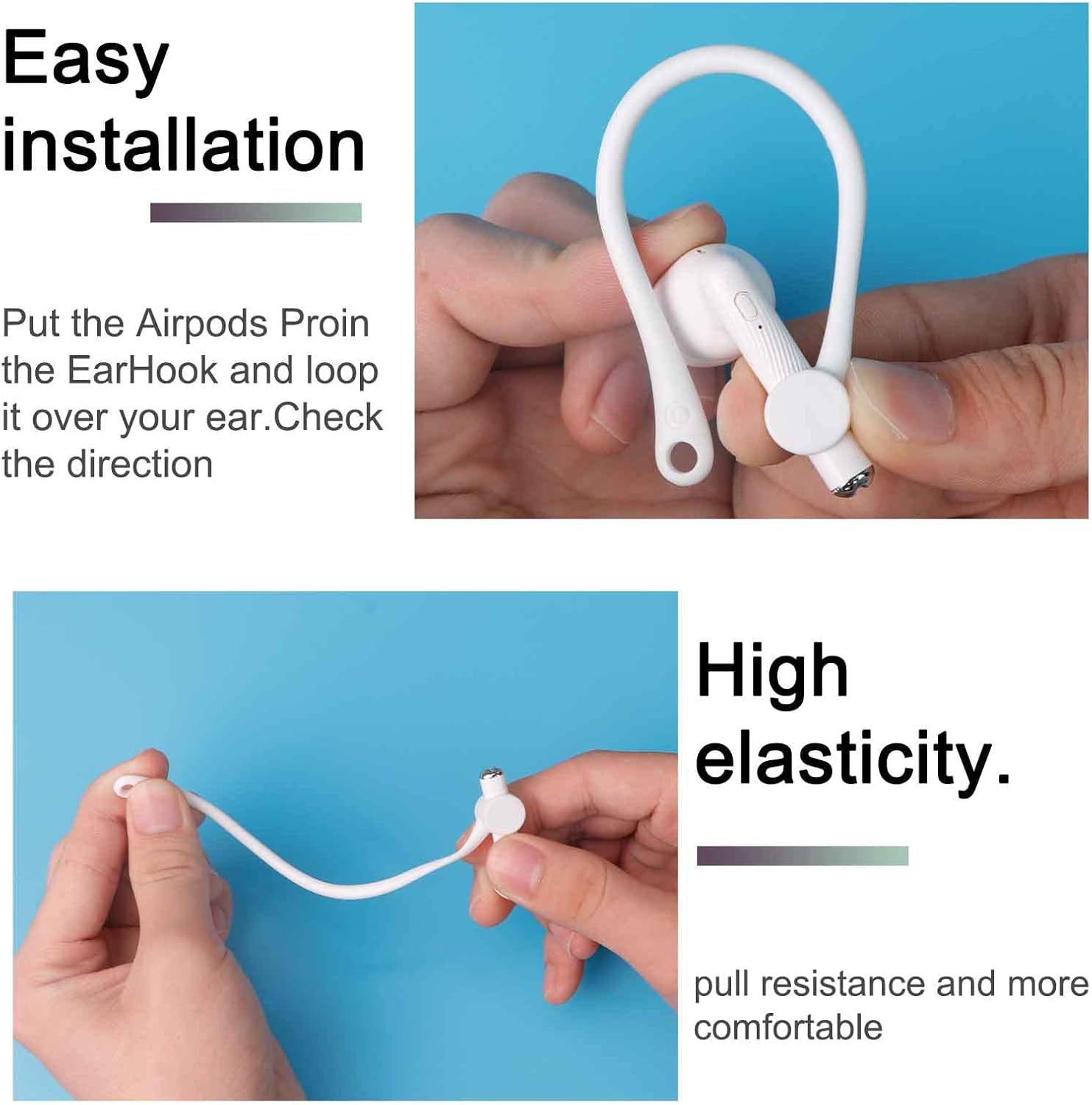 3 pares de ganchos para las orejas para AirPods 1 y 2 y Pro, ganchos profesionales de silicona antideslizante para auriculares compatibles con Apple