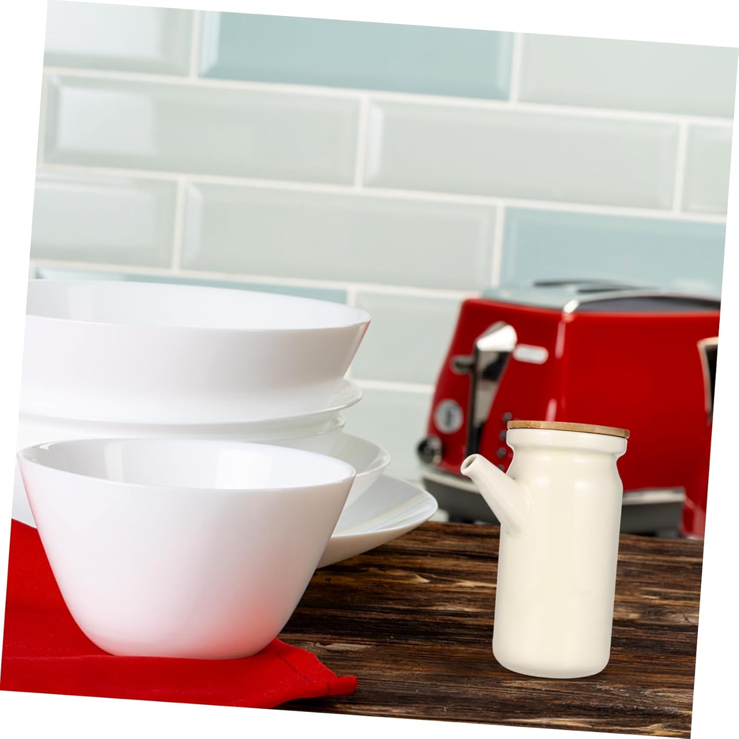 HOMSFOU Recipiente de aceite de cerámica con tapa, dispensador de aceite de ensalada, botellas de vinagre, botella de salsa de cerámica, aceite de