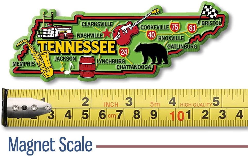 Imán colorido de Tennessee de Classic Magnets, 5.1 x 1.9 pulgadas, recuerdos coleccionables fabricados en los Estados Unidos