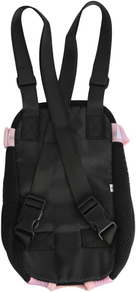 Mochila portadora para perros y gatos con cinco agujeros, correas de hombro dobles, malla frontal en el pecho, S, rosa