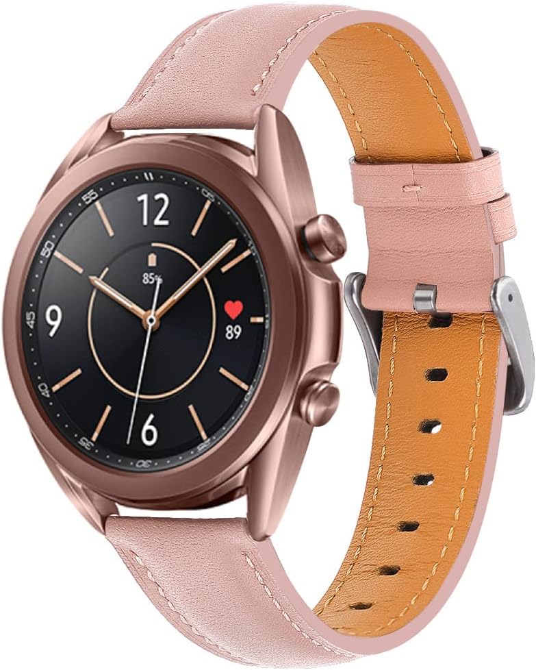 Juaupepo Correas de cuero genuino compatibles con Galaxy Watch 3 de 1.61 pulgadas1.77 pulgadas, correa de liberación rápida para Galaxy Watch 1.654