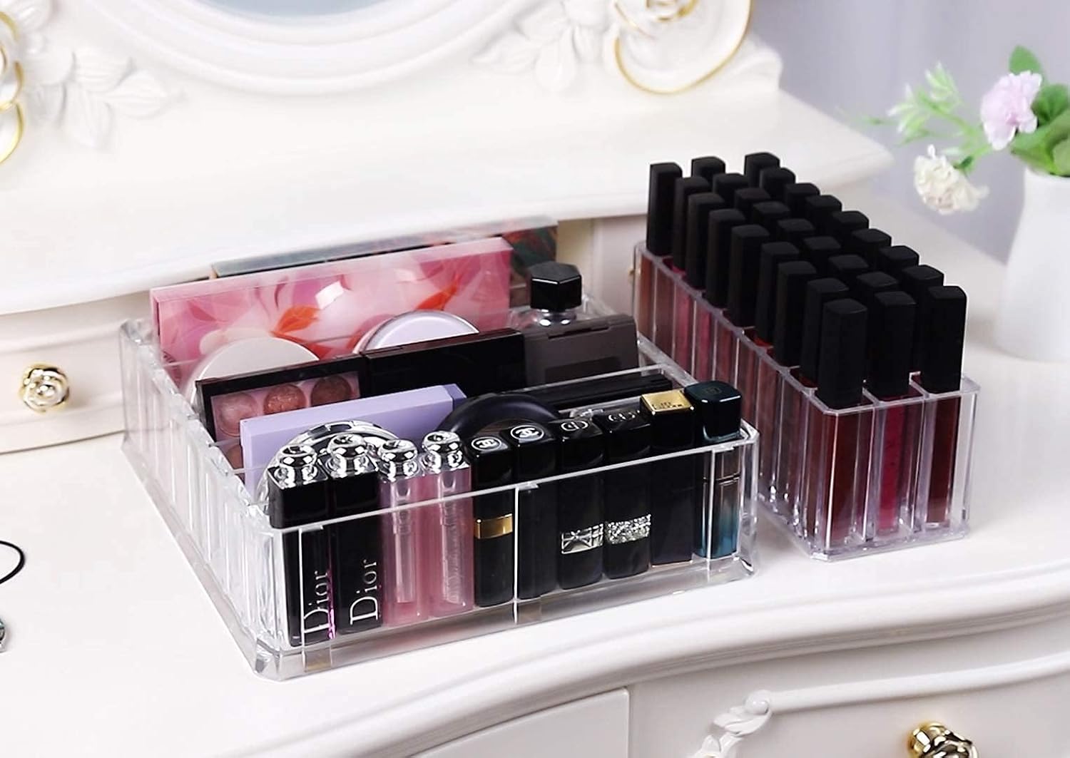Organizador de brillo de labios, 27 espacios de acrílico transparente, vitrina de brillo de labios