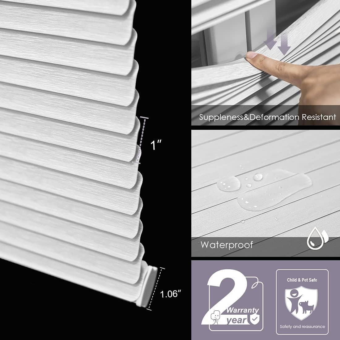 Graywind Persianas venecianas motorizadas curvadas en L compatibles con Alexa Google Remote Horizontal Transparente PVC Recargable Privacidad
