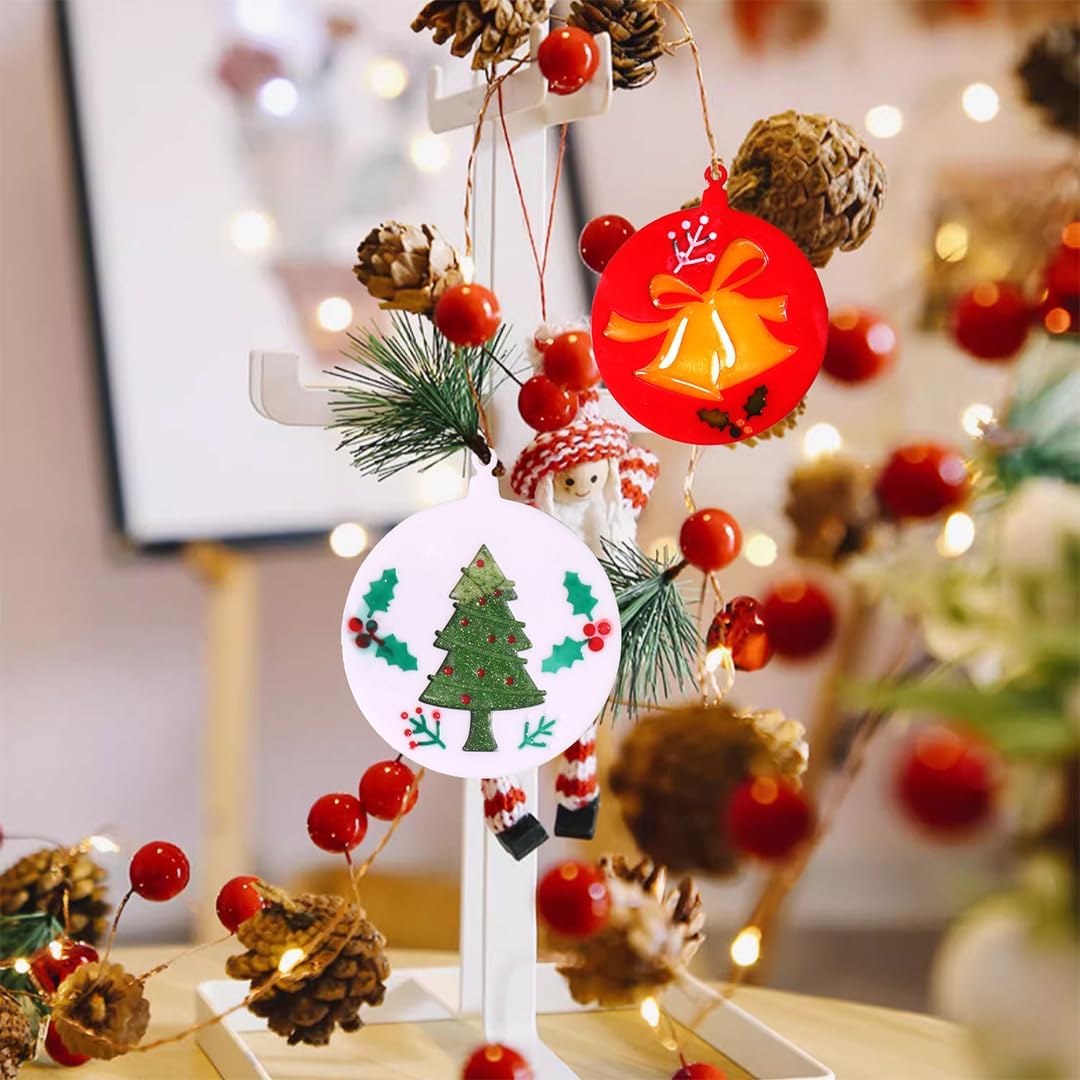 Zayookey Moldes de resina para colgantes de Navidad, adornos redondos, molde de silicona, llavero de joyería de Navidad, molde de fundición de