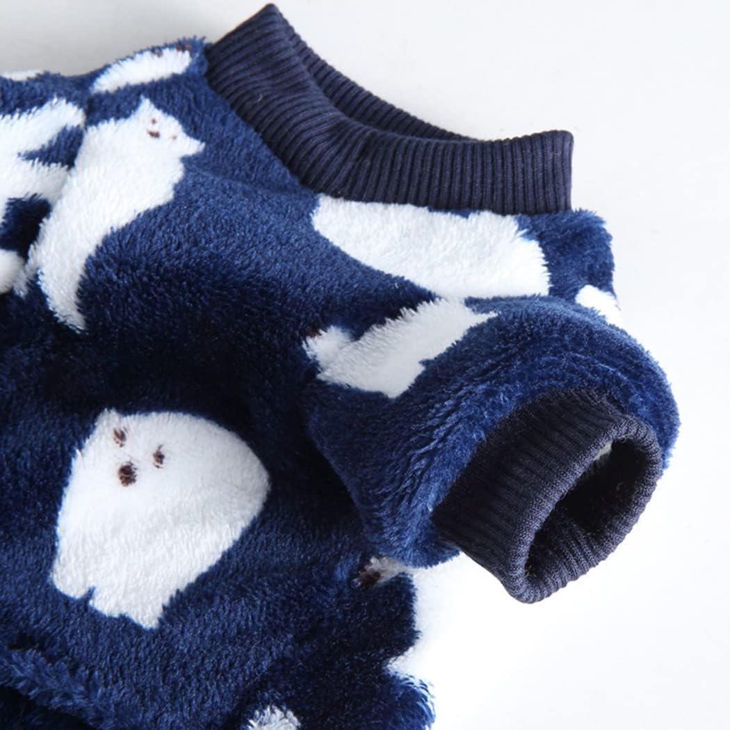 XIAOYU Pijama de invierno cálido para perro, overol de 4 patas para perro con bonito patrón de oso polar para perros pequeños, gatos, Halloween,