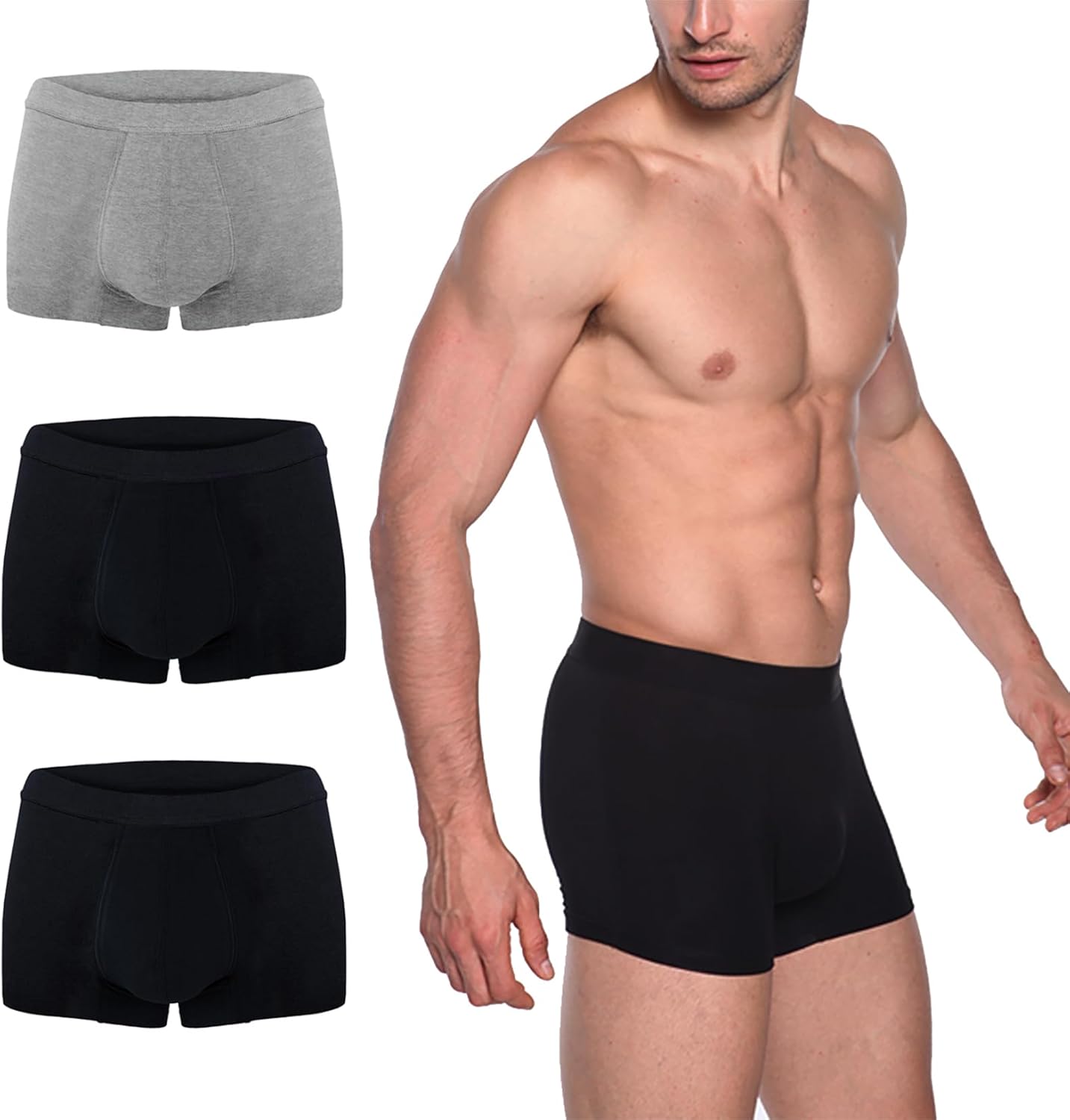 Calzoncillos tipo bóxer lavables de absorción para incontinencia urinaria para hombres, protección contra fugas de vejiga, paquete de 3 unidades (M,