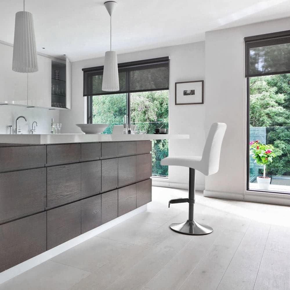 Zuri Furniture Modern Coveteur Taburete giratorio de altura ajustable en color blanco