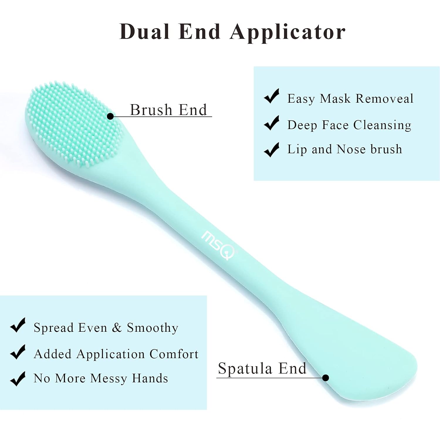 MSQ Cepillo de silicona para mascarilla facial, limpiador facial suave, paquete de 2 cepillos de doble extremo para barro, arcilla, máscara mixta de