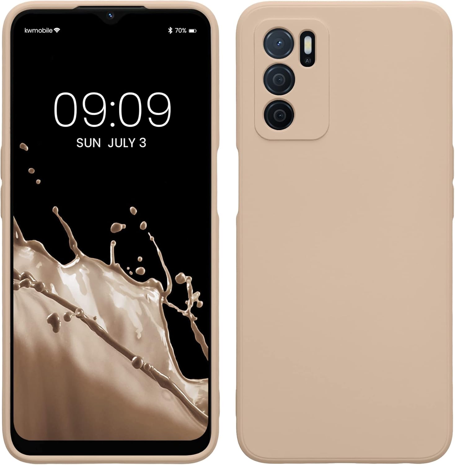 kwmobile Funda compatible con Oppo A16  A16s  A54s – Funda protectora delgada de TPU con acabado mate suave – remolino de coco