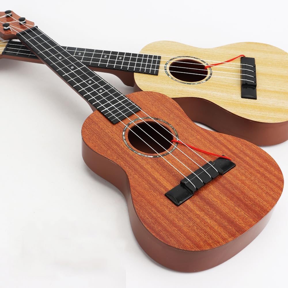Raimy Guitarra ukelele de 21 pulgadas para niños, 4 cuerdas, mini guitarra para niños, instrumentos musicales, juguetes educativos con púas para