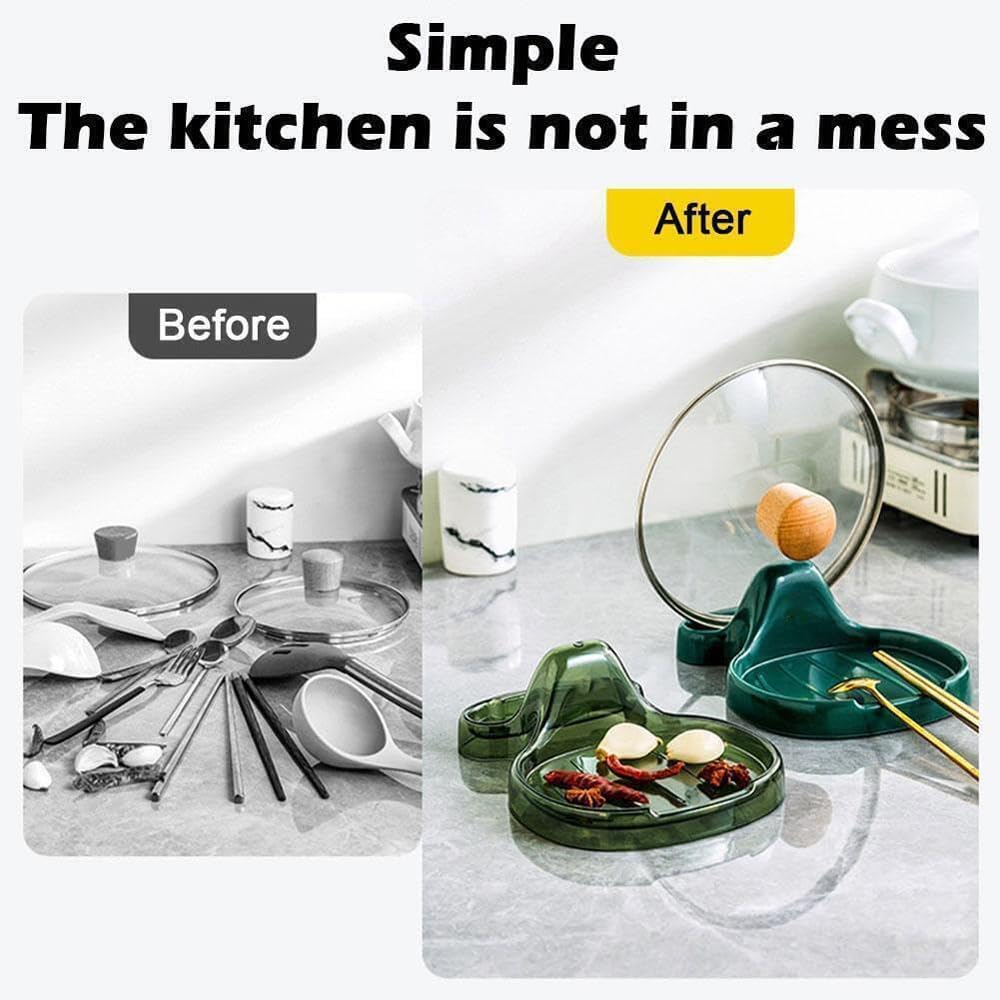 Estante multifunción para espátulas de cocina, soporte para cucharas con soporte para tapa, soporte para espátulas de cocina multifunción 2023,