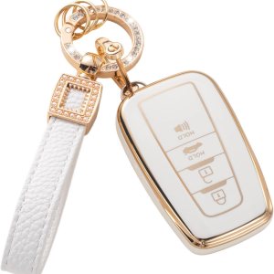 Funda para llavero Toyota con cordón de cuero, funda compatible con Toyota 2018-2022 Camry RAV4 Highlander Avalon C-HR Prius Corolla GT86 Smart Key Funda para llavero Toyota con cordón de cuero, funda compatible con Toyota 2018-2022 Camry RAV4 Highlander Avalon C-HR Prius Corolla GT86 Smart Key