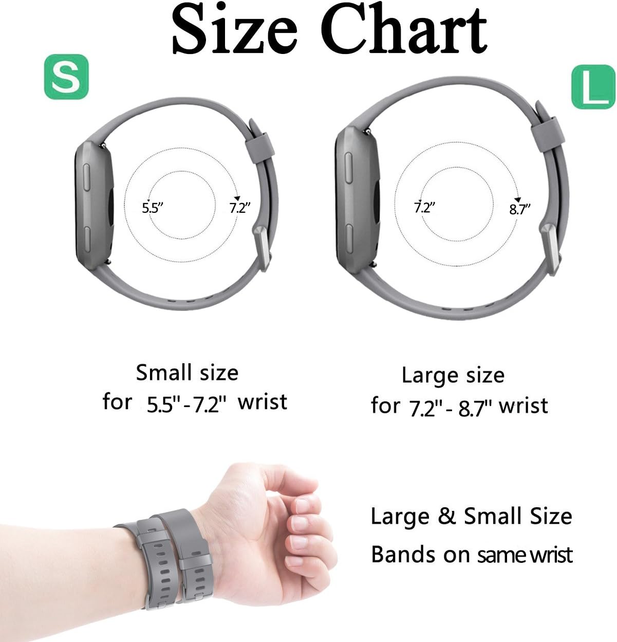 Wepro – Correas para reloj inteligente, compatibles con Fitbit Versa, Versa 2 y Versa Lite SE, para mujeres y hombres, pequeños y grandes