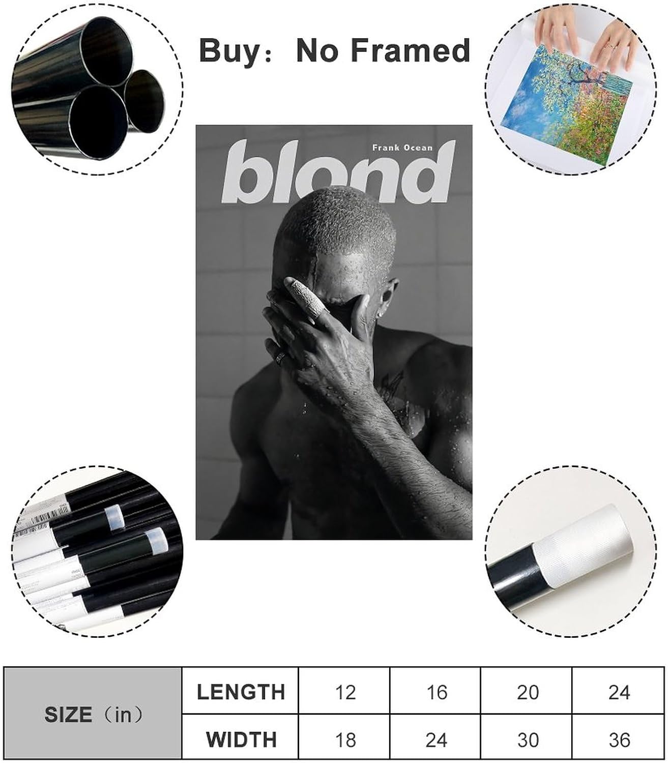 KJV Frank Ocean – Póster de rapero rubio, pintura artística, pintura estética, arte de pared, lienzo para decoración de dormitorio, 16 x 24 pulgadas