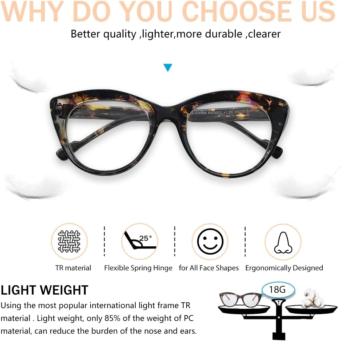 Gafas de lectura para mujer, lentes de ojo de gato, lentes de lectura para computadora