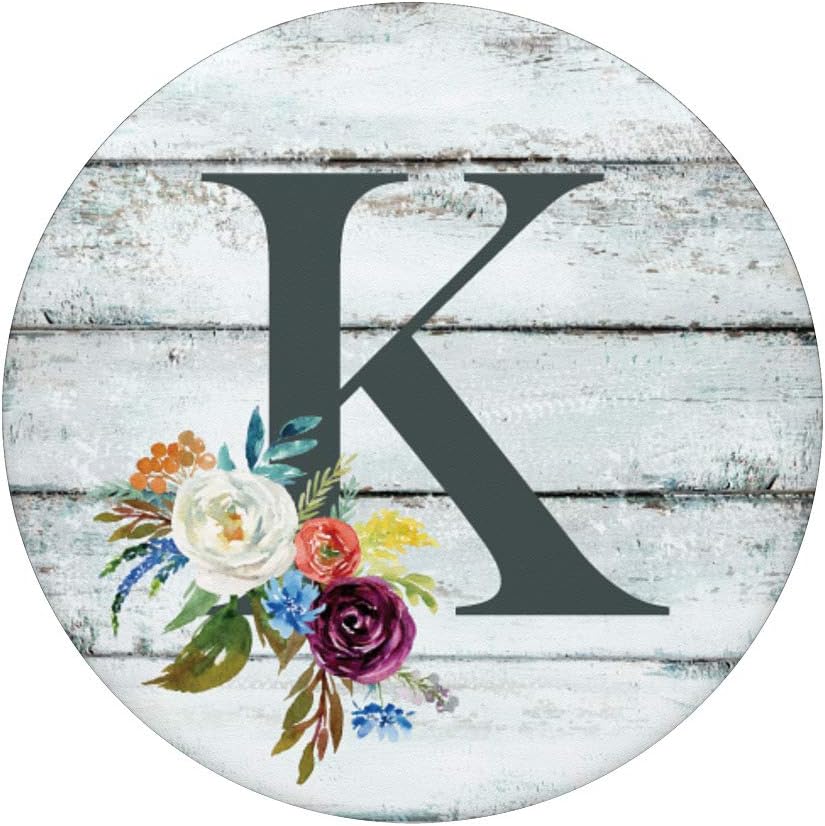 Monogram Initial K – Soporte para teléfonos y tabletas, diseño de flores, Negro