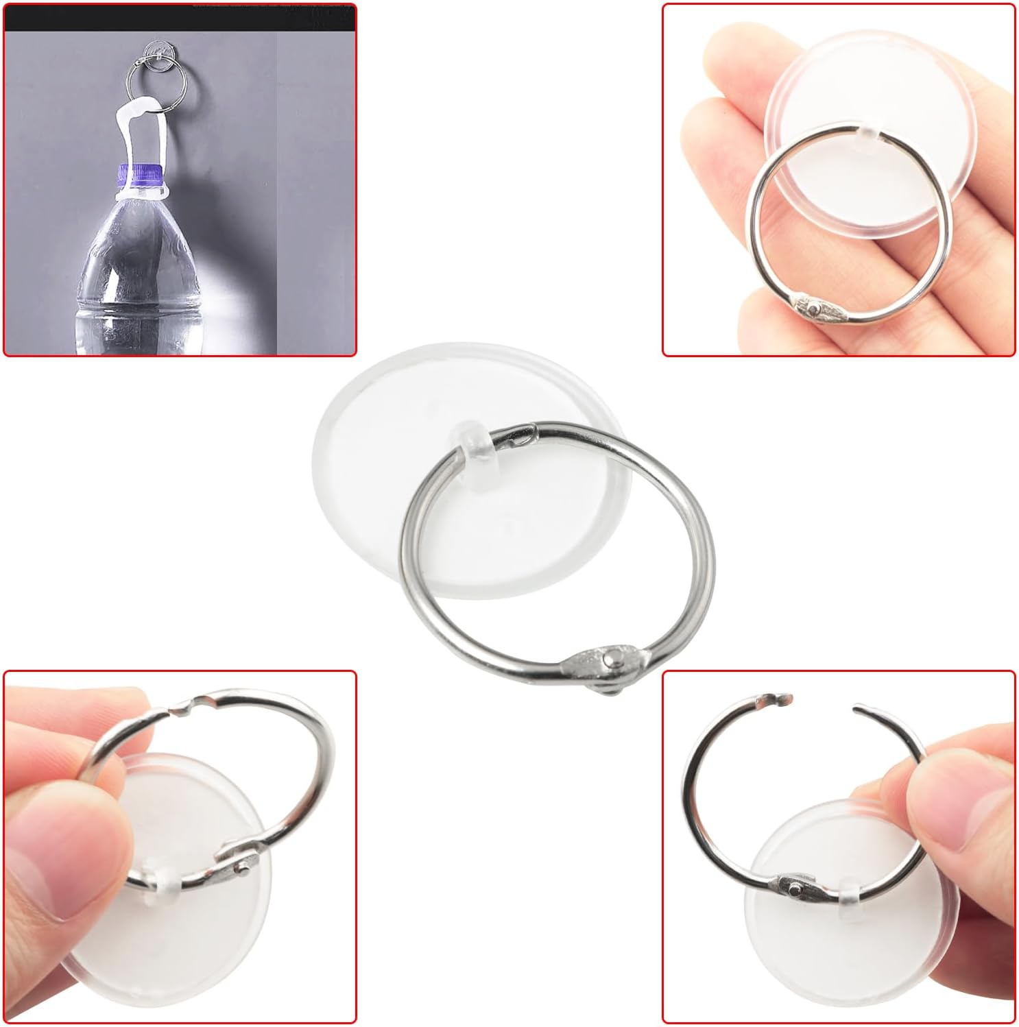 30 unids 1.2 in gancho de techo autoadhesivo placa colgante gancho con anillos de encuadernación para cocina baño colgante