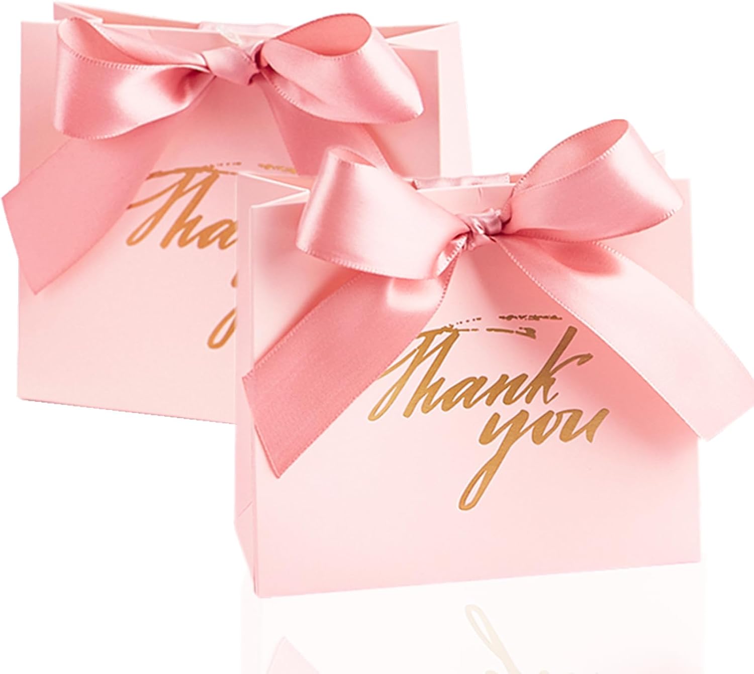 Jutieuo Paquete de 25 pequeñas bolsas de regalo rosas con cinta de lazo, mini bolsas de regalo de papel para fiesta de cumpleaños, boda, baby shower