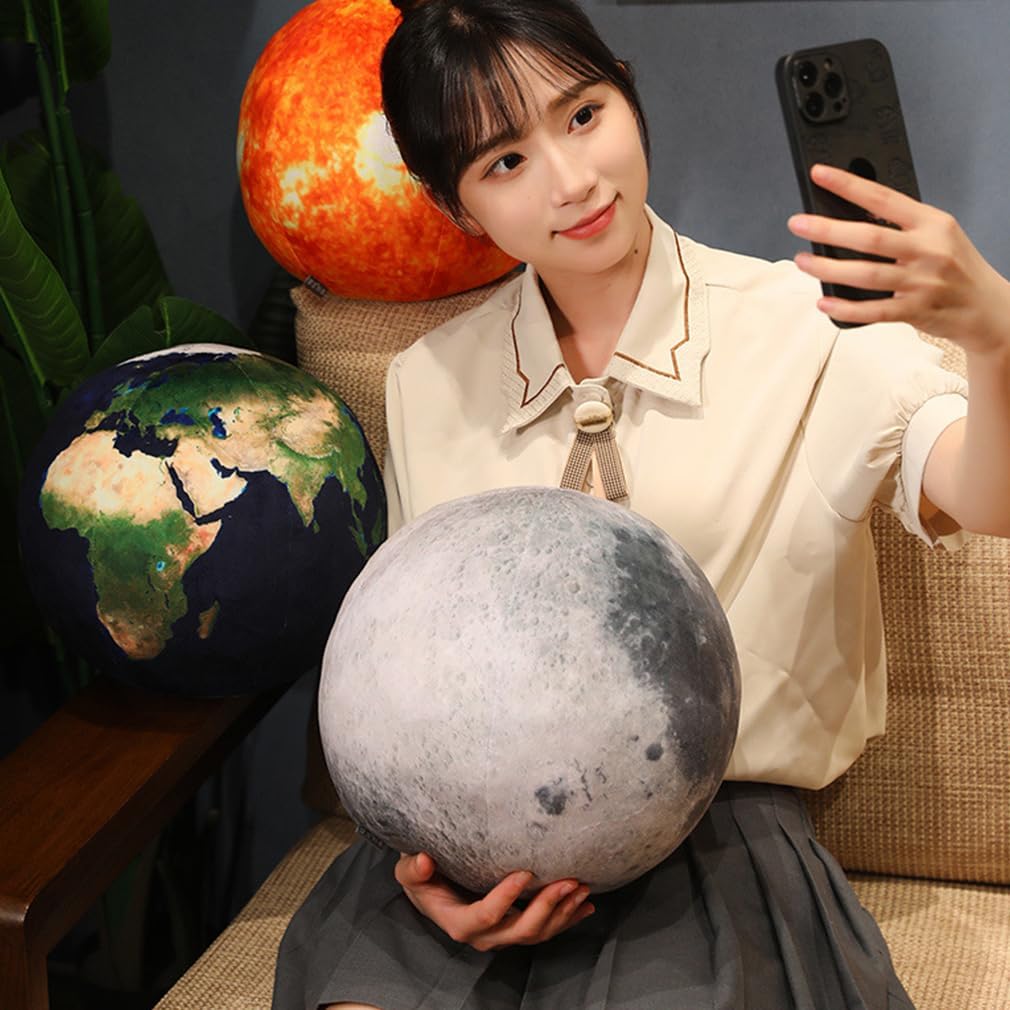 Almohada de felpa de planeta Tierra azul de 10 pulgadas, suave y realista de Marte, luna, sol, peluche, juguetes de peluche de globo de aprendizaje,