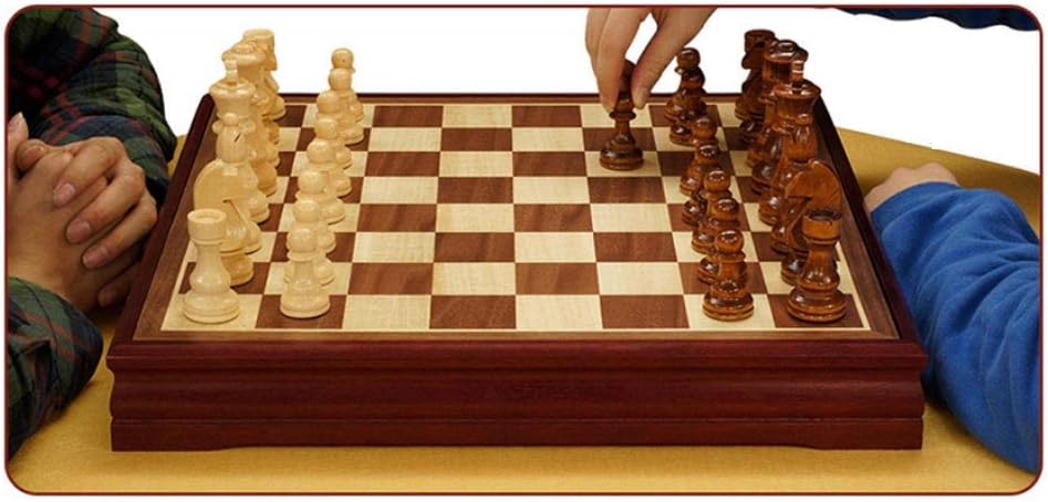 ROLTIN Juego de ajedrez de madera clásico tablero de ajedrez de madera y piezas de madera para adultos y niños